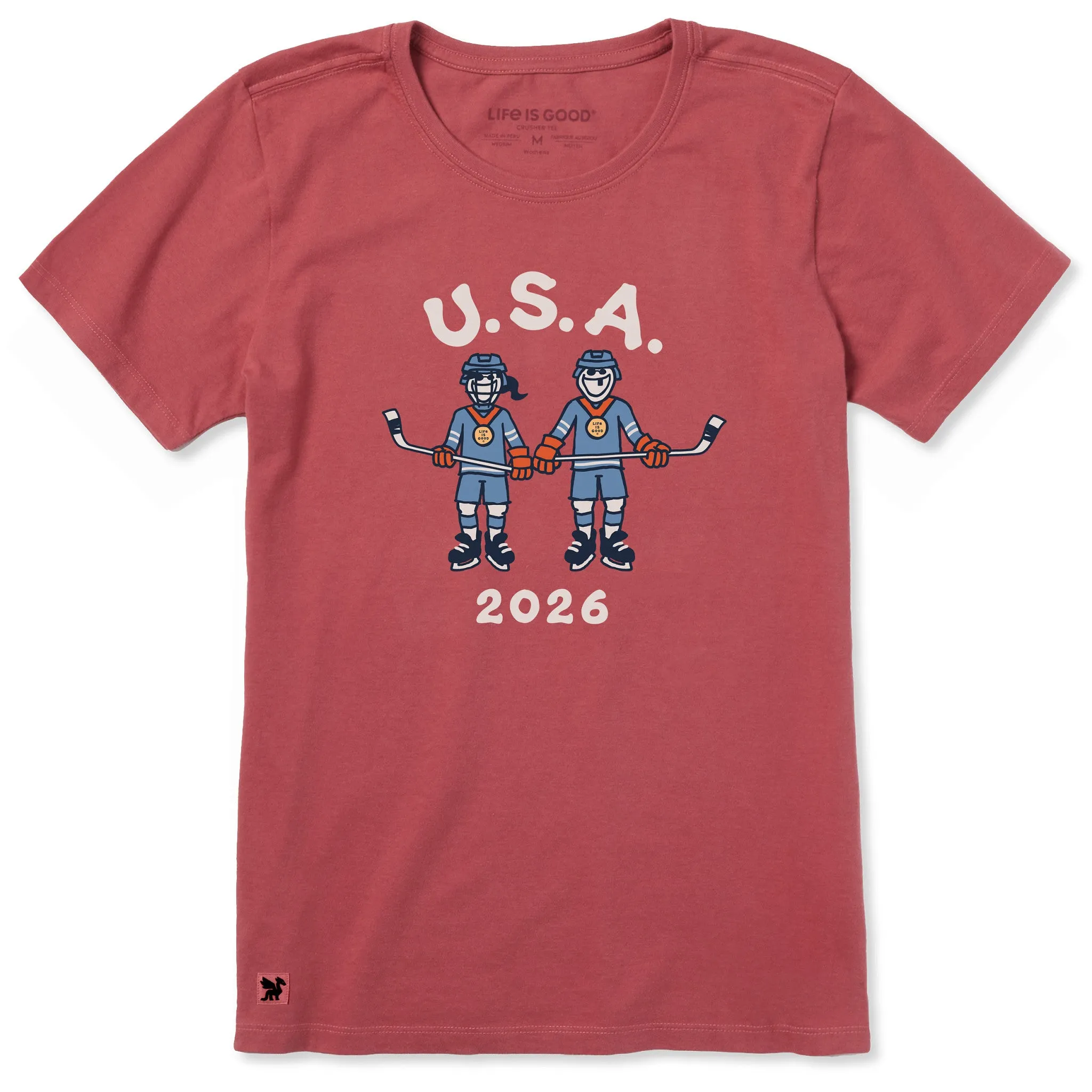 Women's Jake and Jackie Hockey Short Sleeve Crusher Tee sold by Life is Good