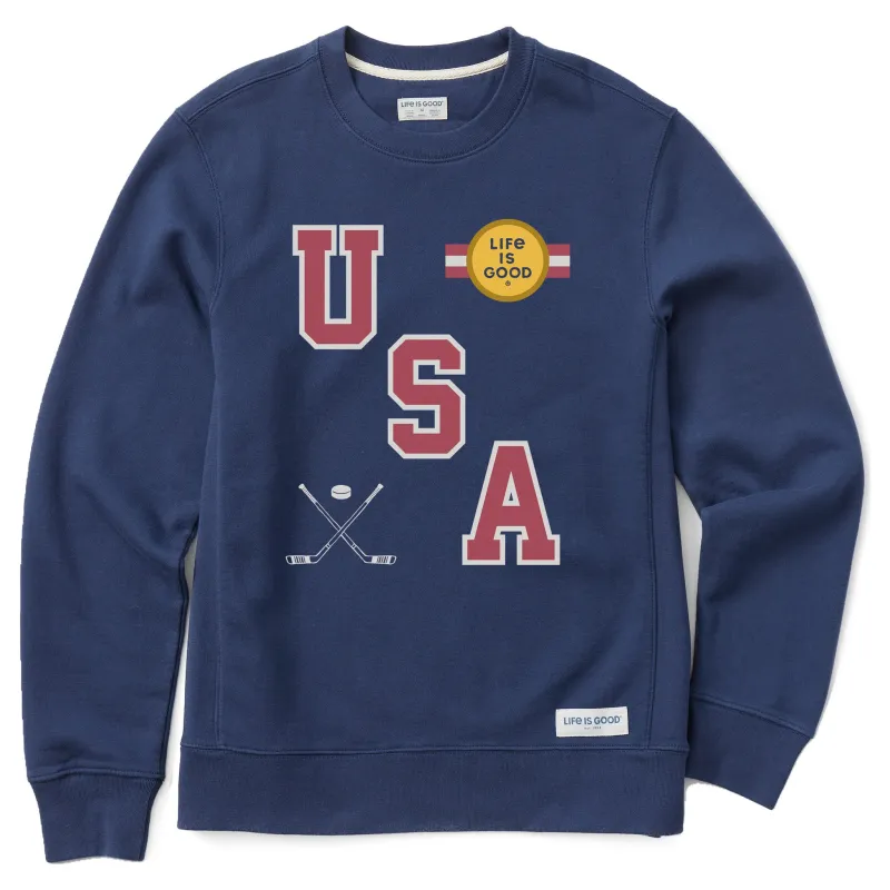 Men's USA Hockey Gold Simply True Fleece Crew made by Life is Good