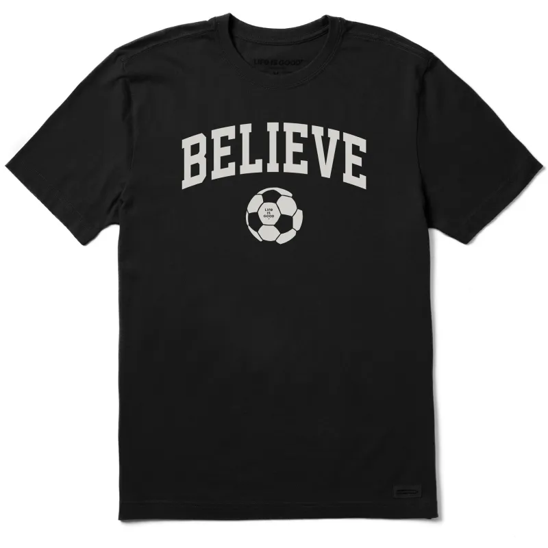 Men's Believe Soccer Arch Short Sleeve Crusher Tee sold by Life is Good