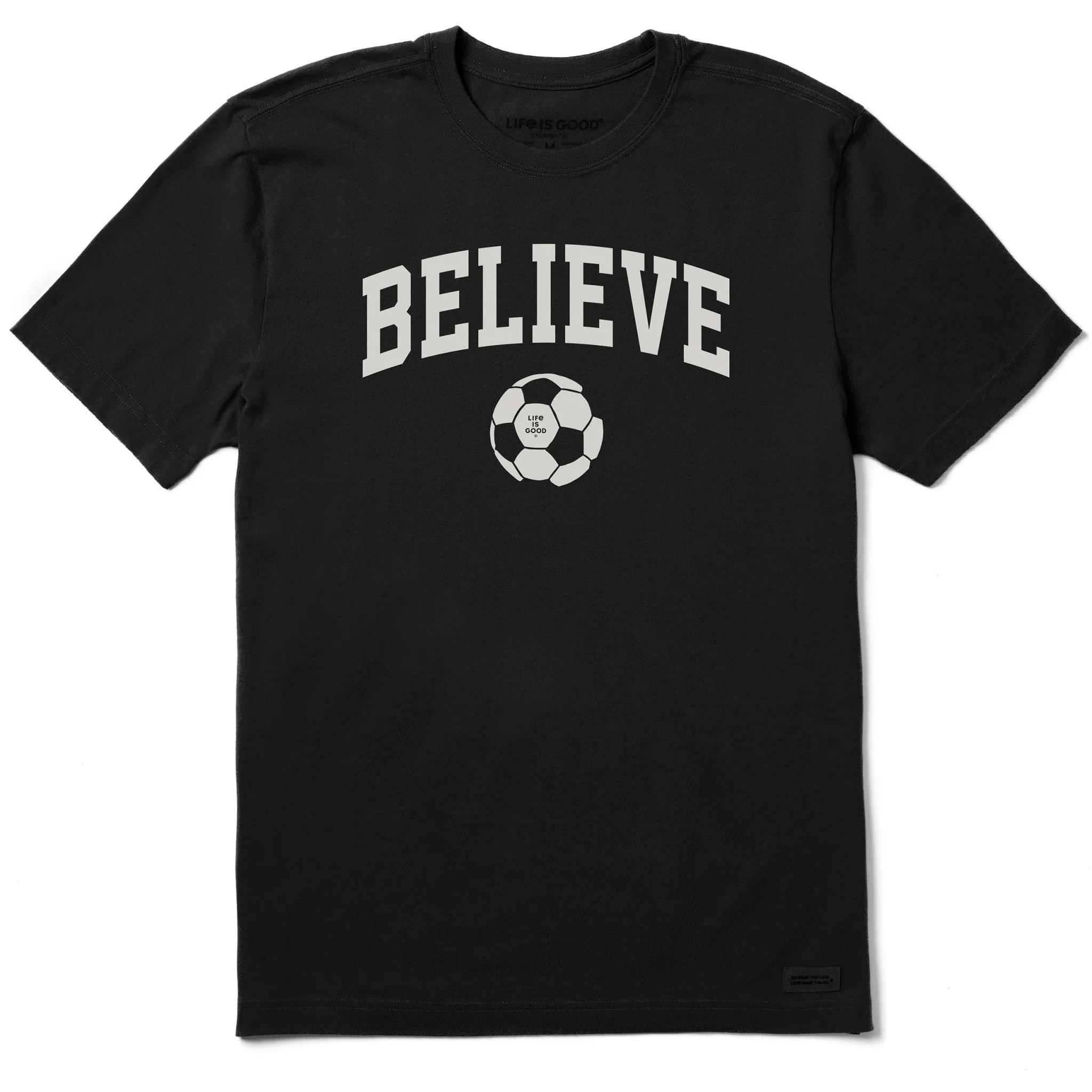 Men's Believe Soccer Arch Short Sleeve Crusher Tee sold by Life is Good