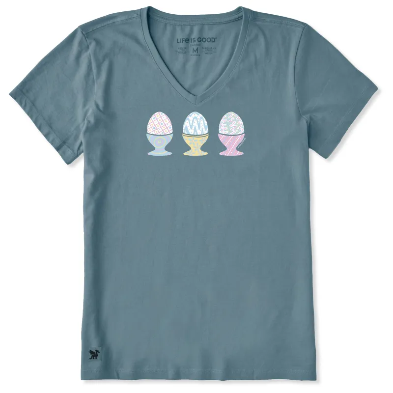 Women's Three Eggs Short Sleeve Crusher Vee made by Life is Good