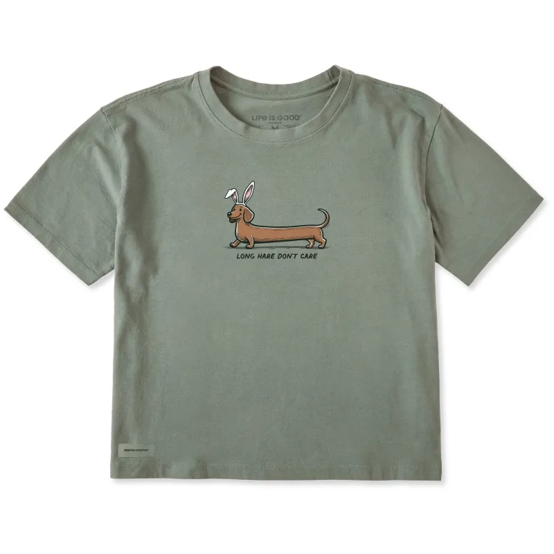 Women's Long Hare Don't Care Short Sleeve Crusher Boxy Tee made by Life is Good