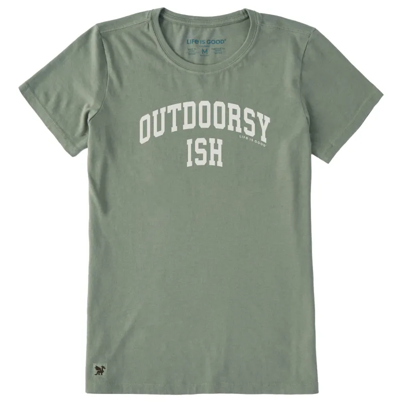 Women's Outdoorsyish Arch Short Sleeve Crusher Tee sold by Life is Good