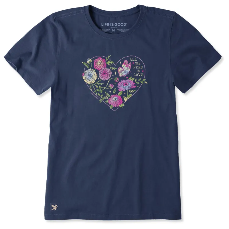 Women's All We Need Is Love & Blooms Short Sleeve Crusher-LITE Tee sold by Life is Good