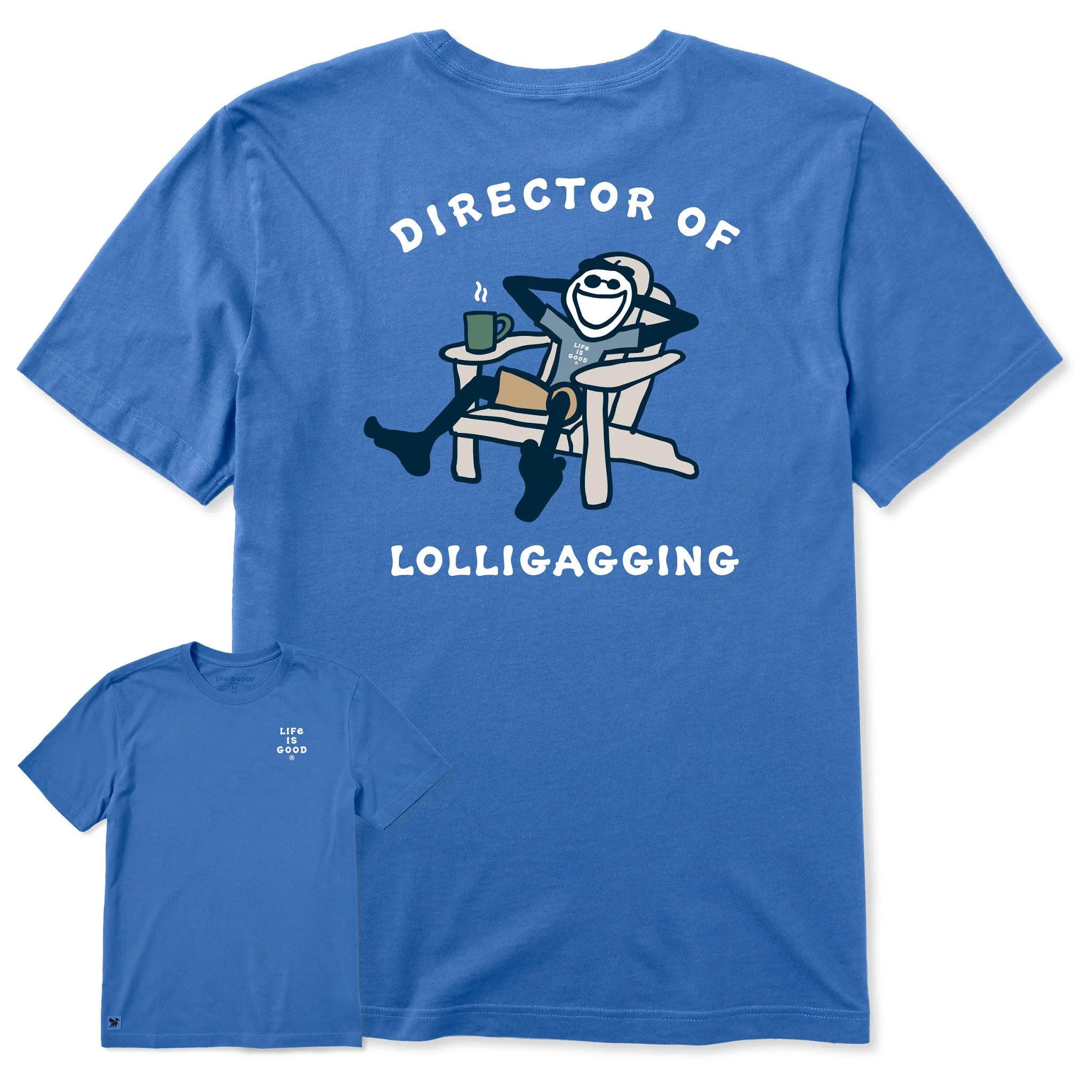Men's Dir of Lolligaggin' Jake Adirondack Short Sleeve Crusher Tee sold by Life is Good