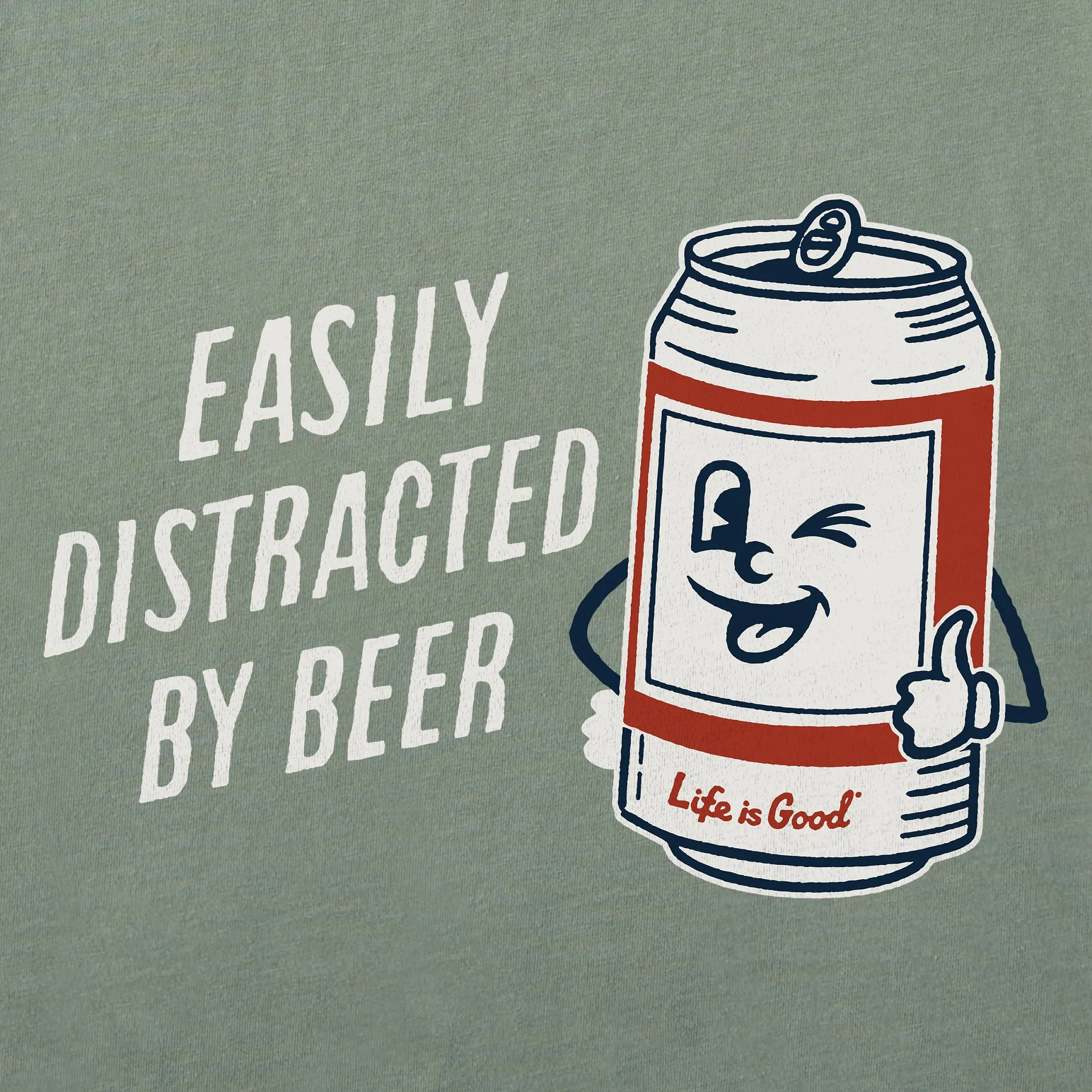 Men's Easily Distracted by Beer Can Short Sleeve Crusher-LITE Tee sold by Life is Good product image thumbnail 2