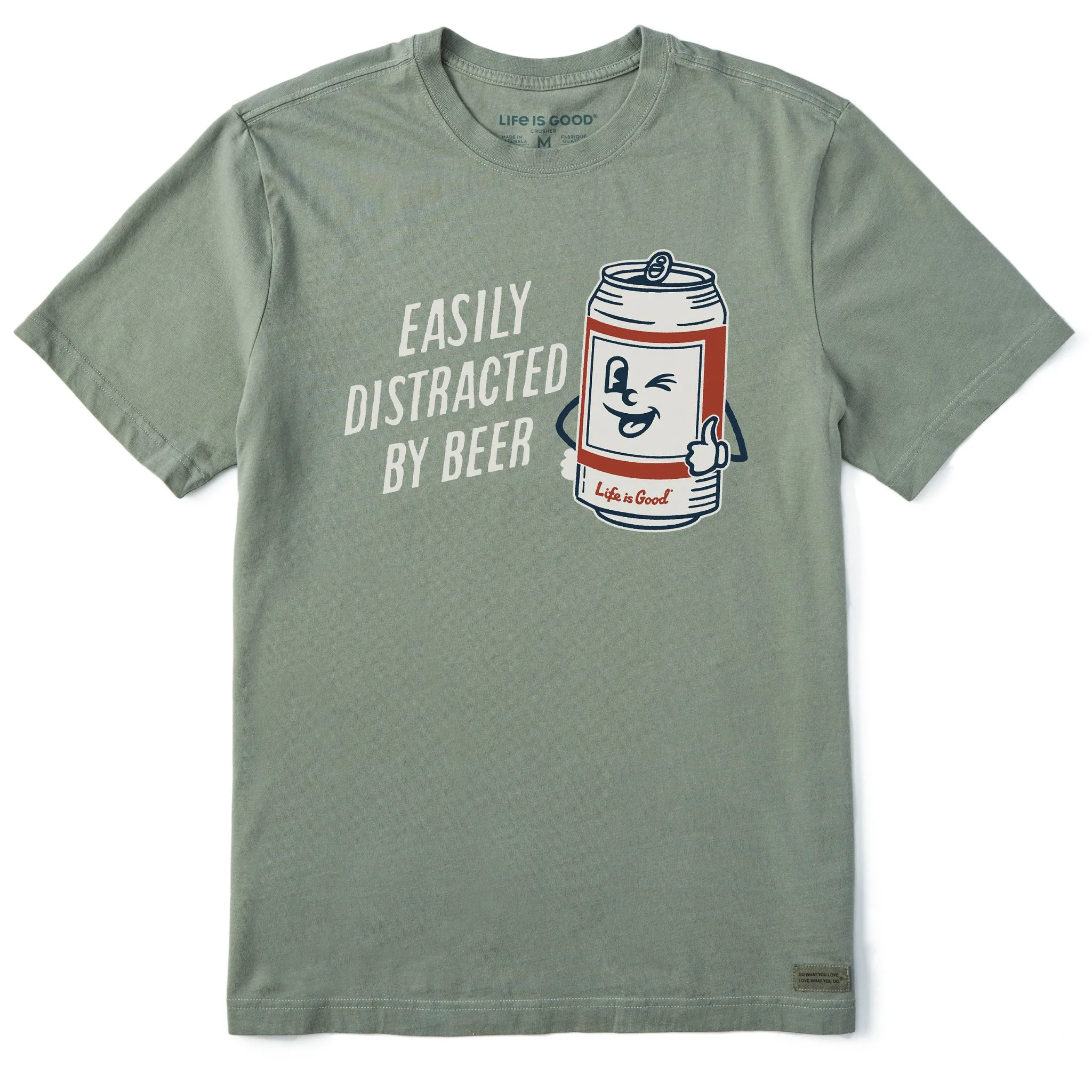 Men's Easily Distracted by Beer Can Short Sleeve Crusher-LITE Tee sold by Life is Good