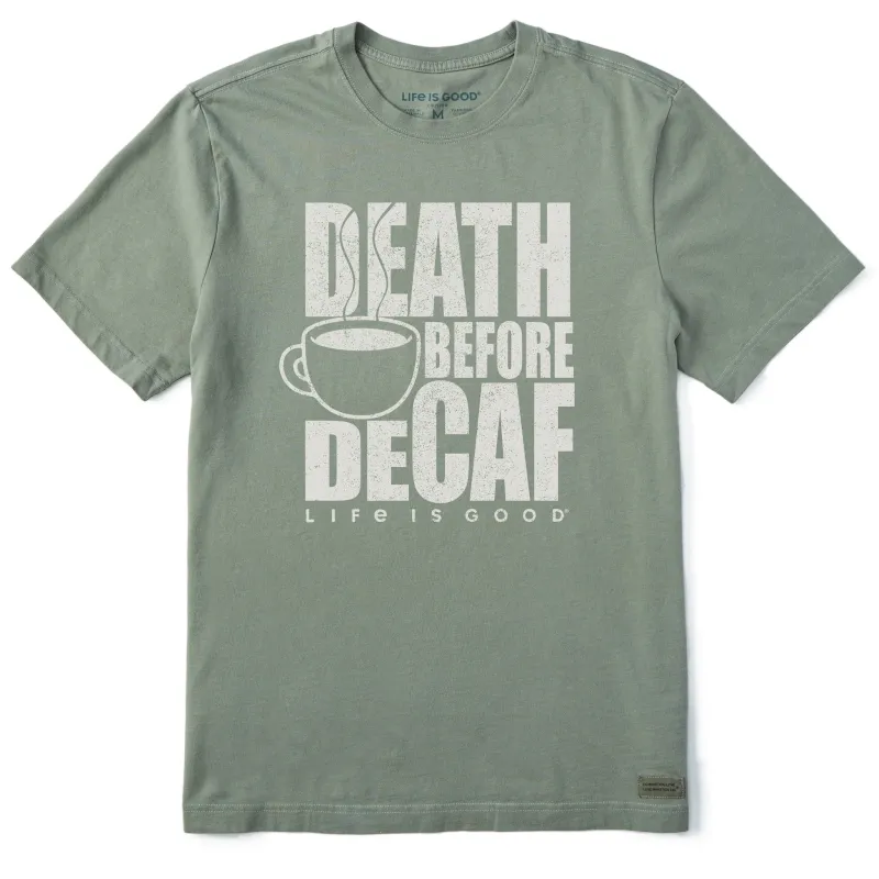 Men's Death Before Decaf Coffee Short Sleeve Crusher-LITE Tee sold by Life is Good