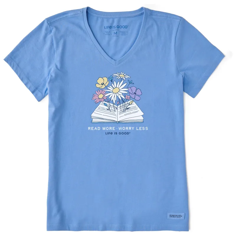 Women's Read More Petals & Prose Short Sleeve Crusher-LITE Vee made by Life is Good