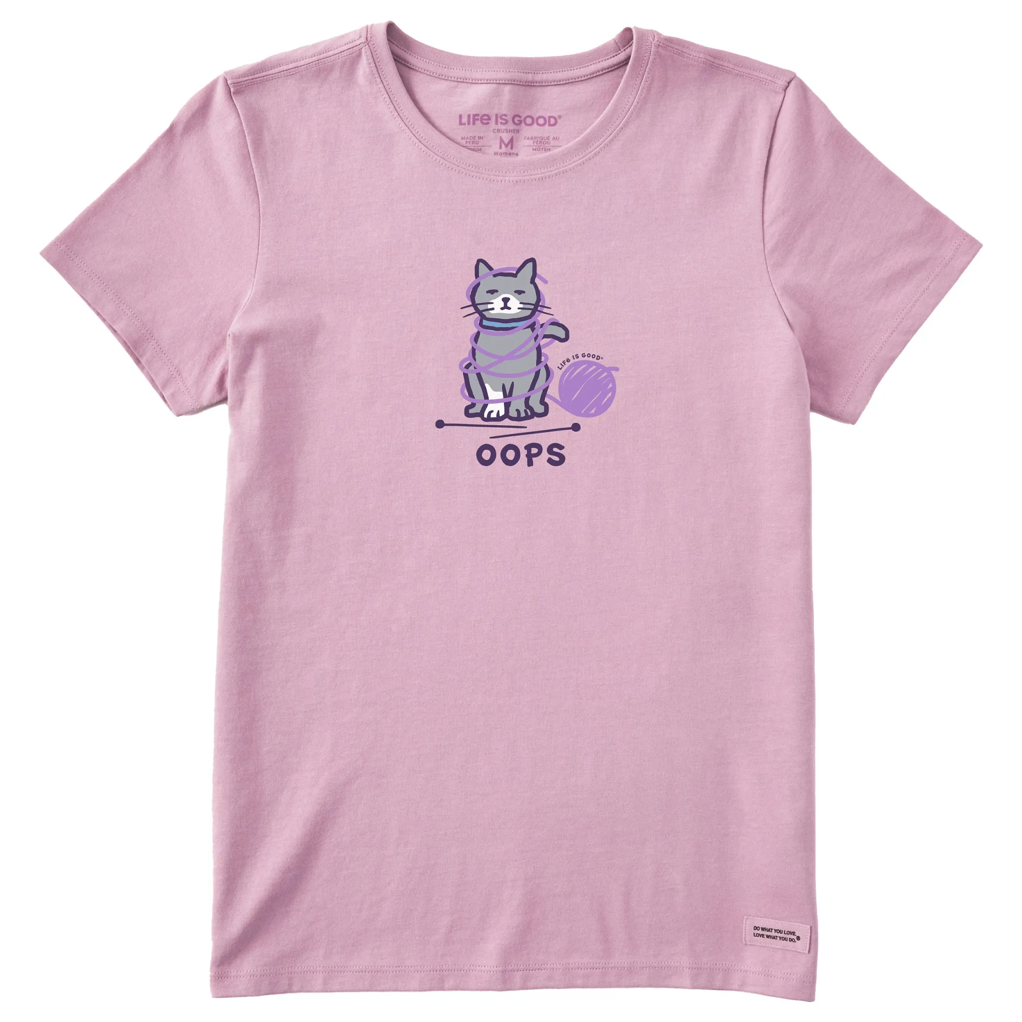 Women's Oops Yarn Cat Short Sleeve Crusher Tee sold by Life is Good