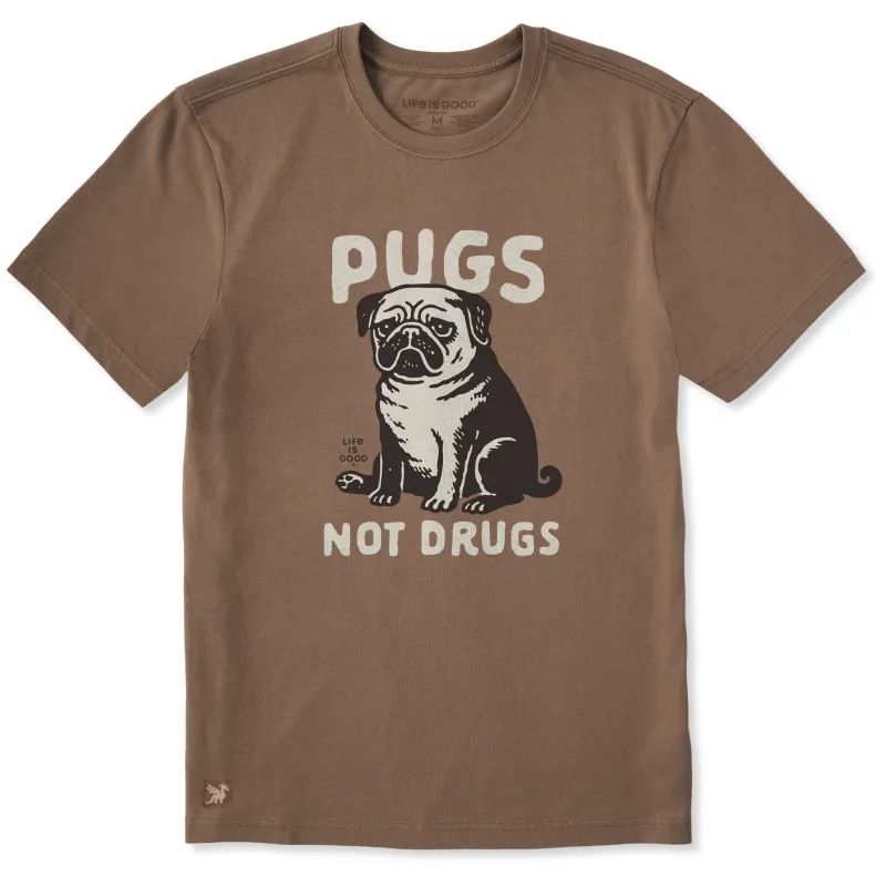 Men's Pugs Not Drugs Short Sleeve Crusher Tee sold by Life is Good