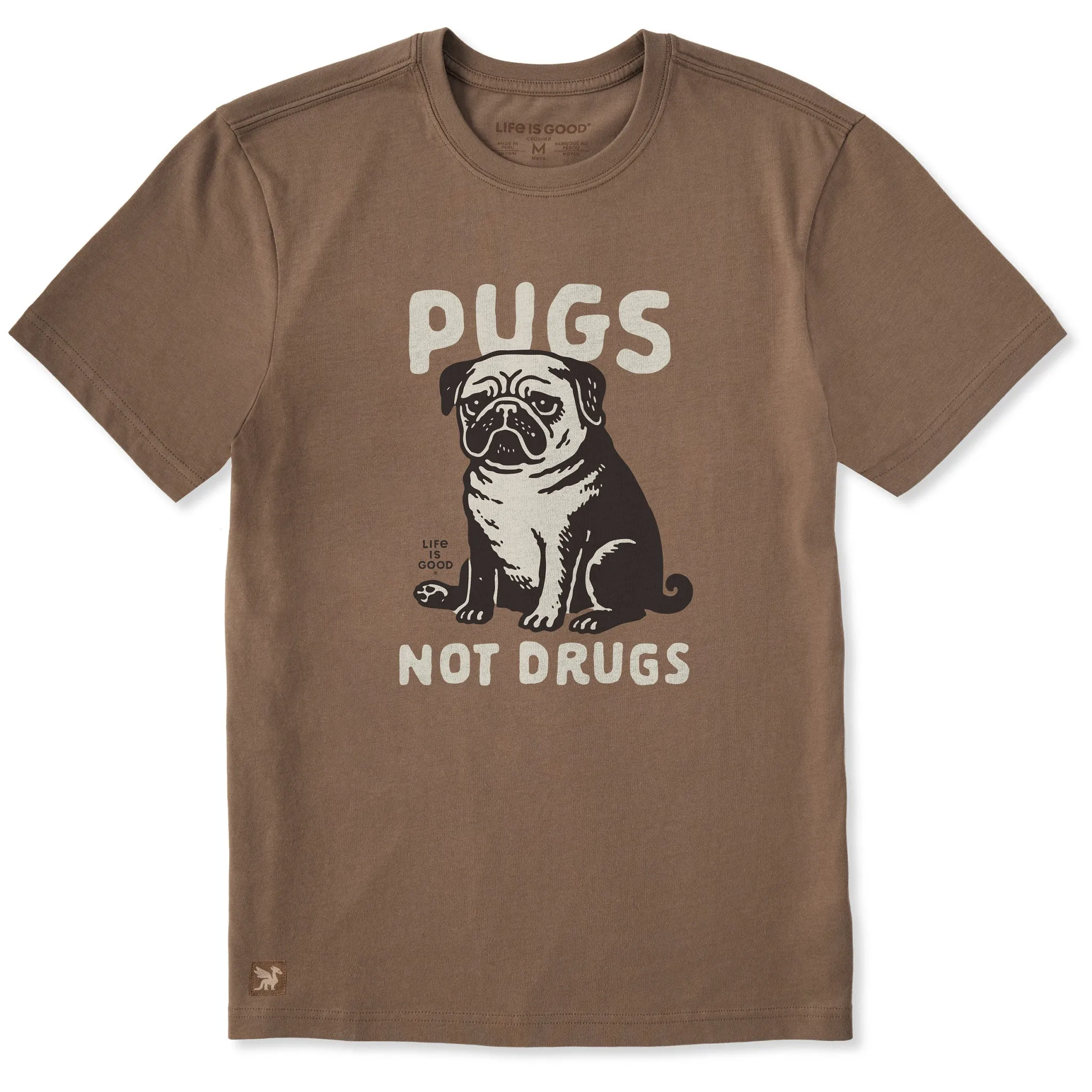 Men's Pugs Not Drugs Short Sleeve Crusher Tee sold by Life is Good