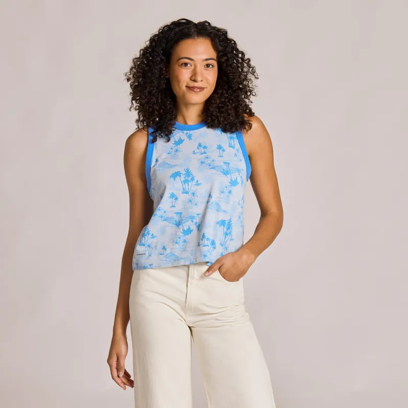 Women's Tropical Tourist Pattern Crusher Boxy Tank made by Life is Good