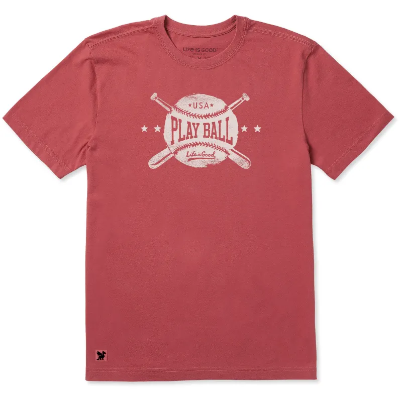 Men's Play Ball Crossed Bats Short Sleeve Crusher Tee sold by Life is Good