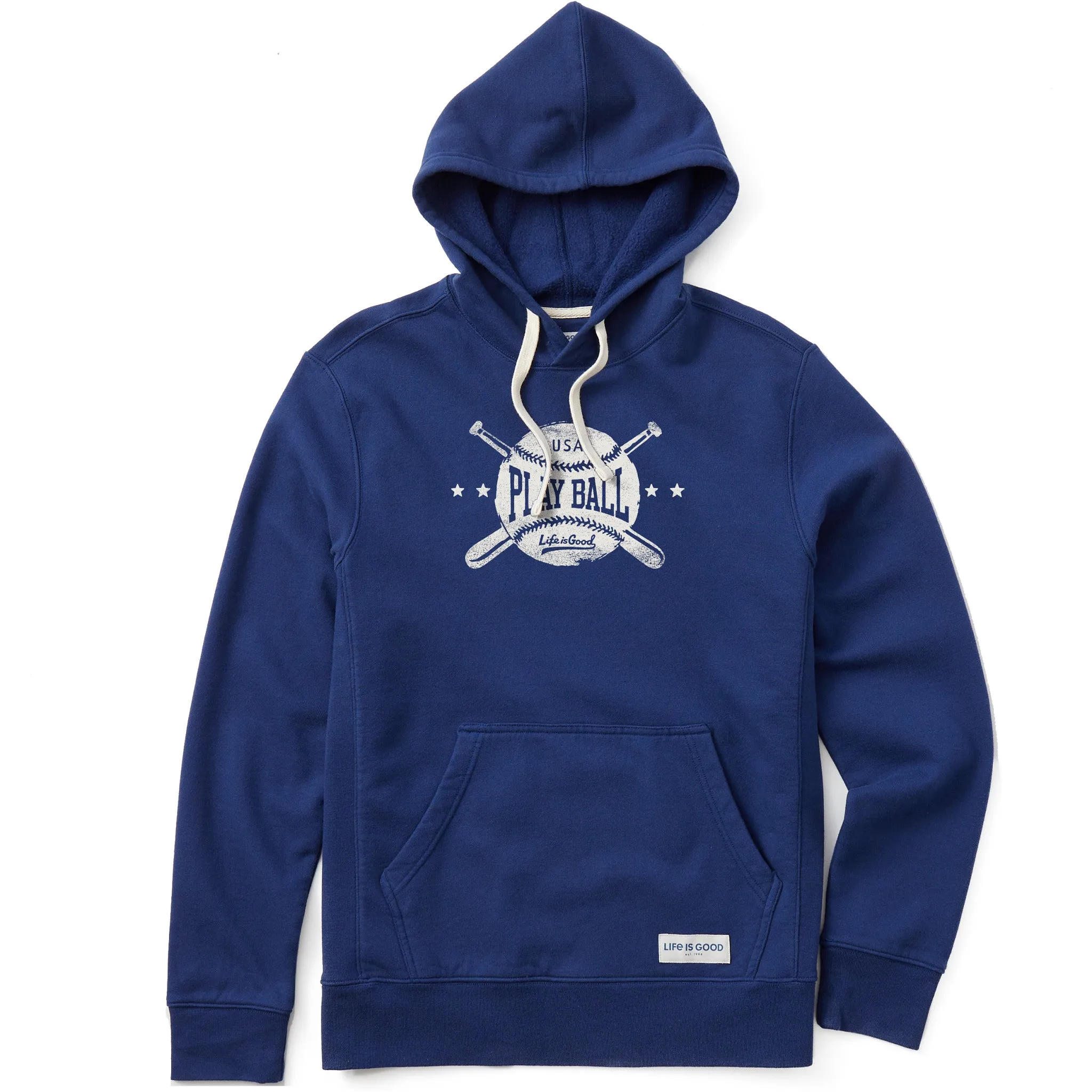 Men's Play Ball Crossed Bats Simply True Fleece Hoodie sold by Life is Good