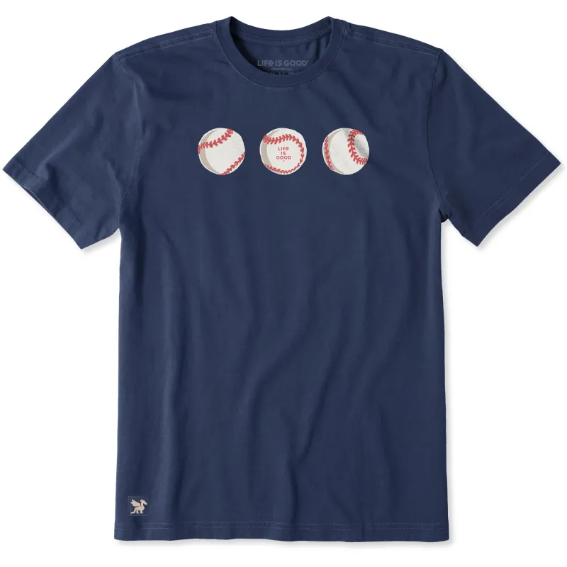 Men's Three Baseballs Short Sleeve Crusher Tee sold by Life is Good