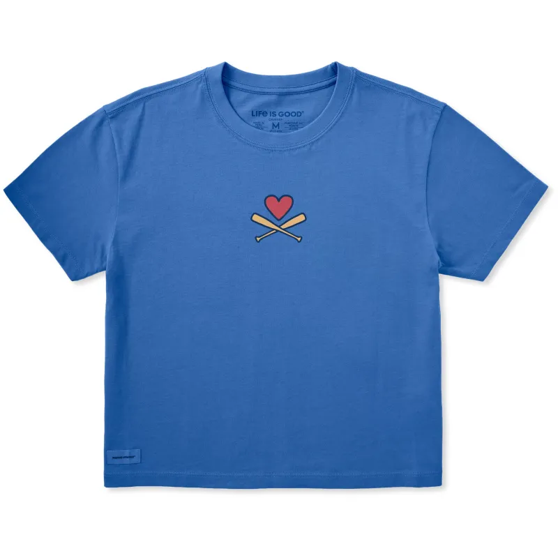 Women's Baseball Bats and Heart Short Sleeve Crusher Boxy Tee made by Life is Good