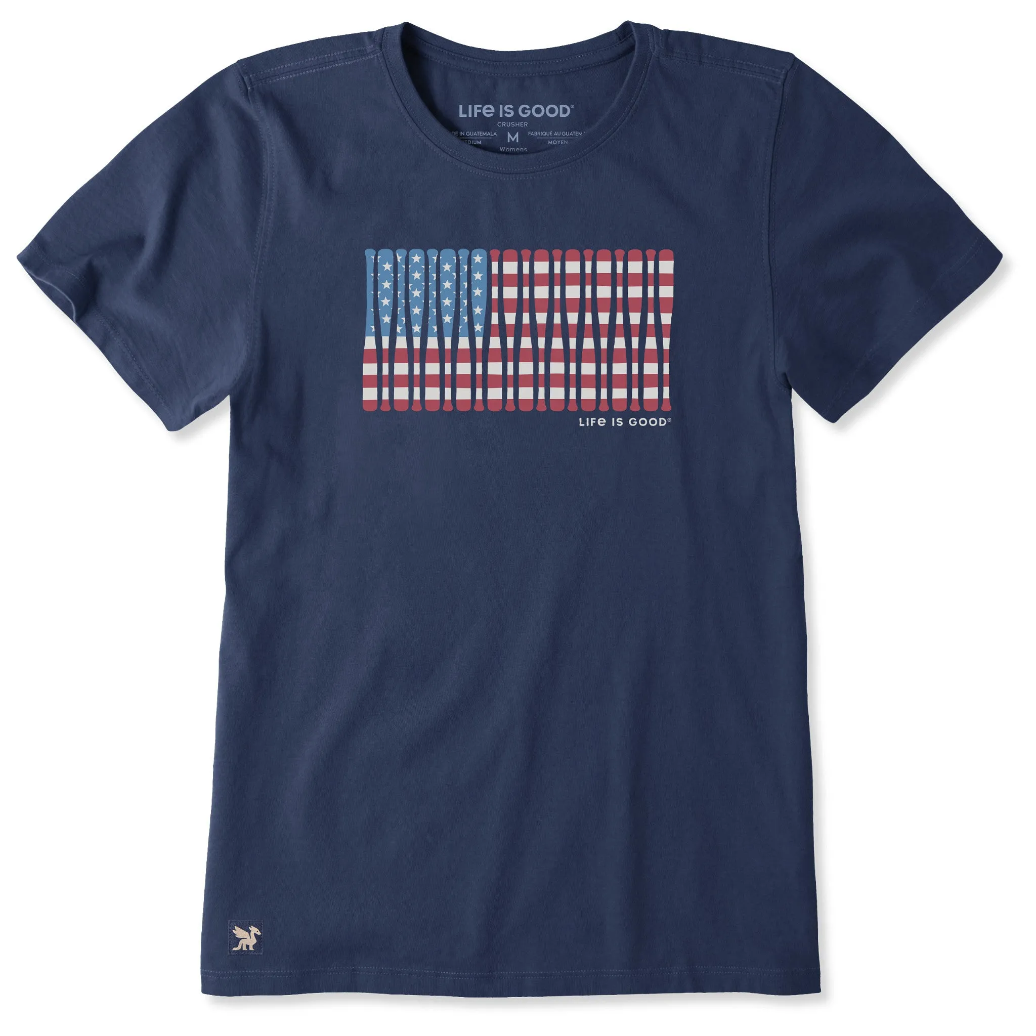 Women's Baseball Bats Flag Short Sleeve Crusher Tee sold by Life is Good