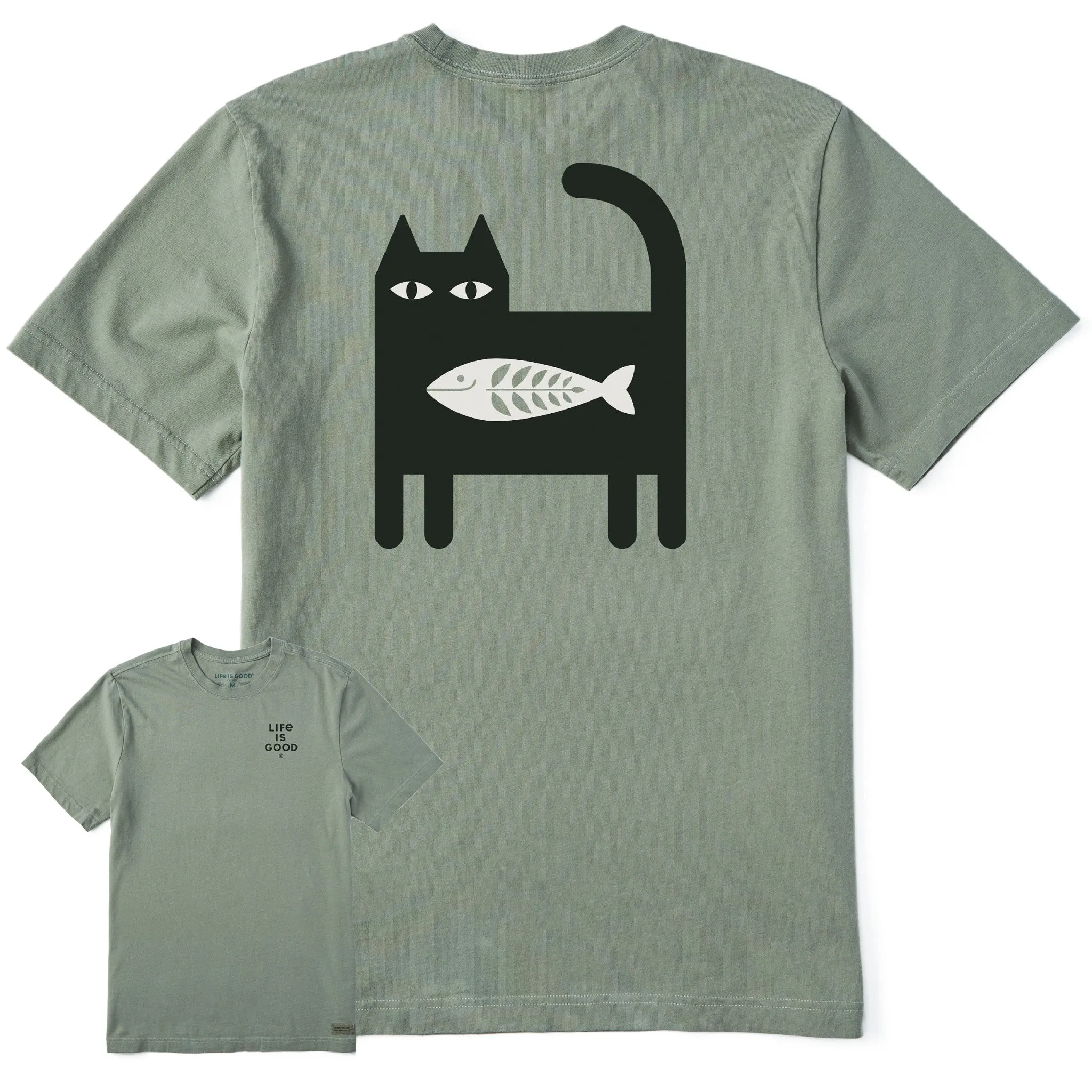 Men's Bert's Fish Cat Short Sleeve Crusher Tee sold by Life is Good
