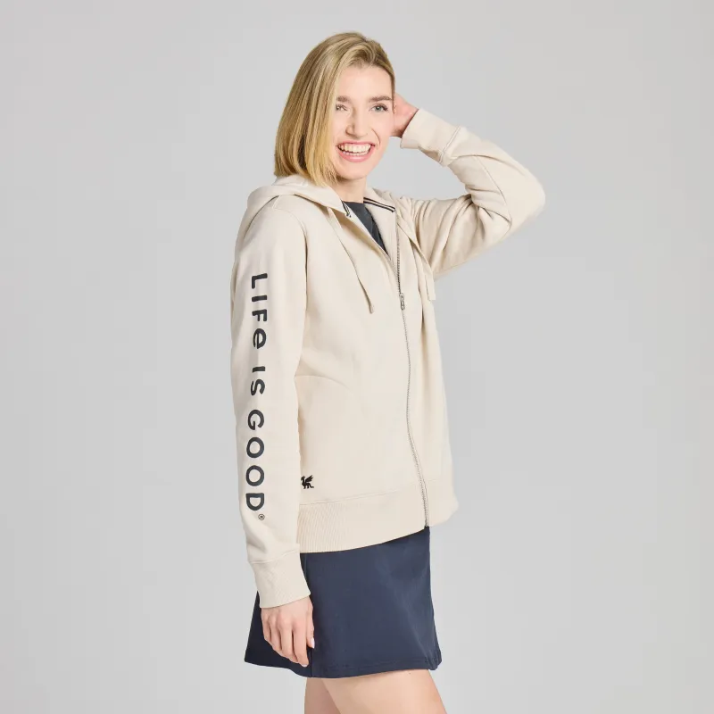 Women's Life is Good Crafty Wordmark Good Vibes Zip Hoodie sold by Life is Good