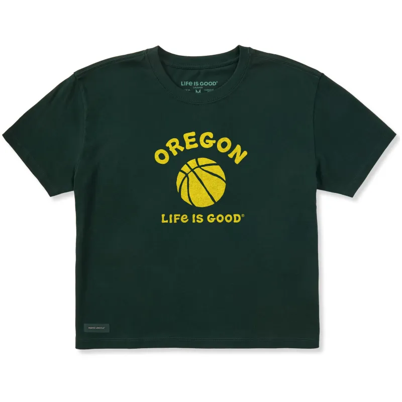 Women's Oregon Basketball Short Sleeve Crusher Boxy Tee made by Life is Good