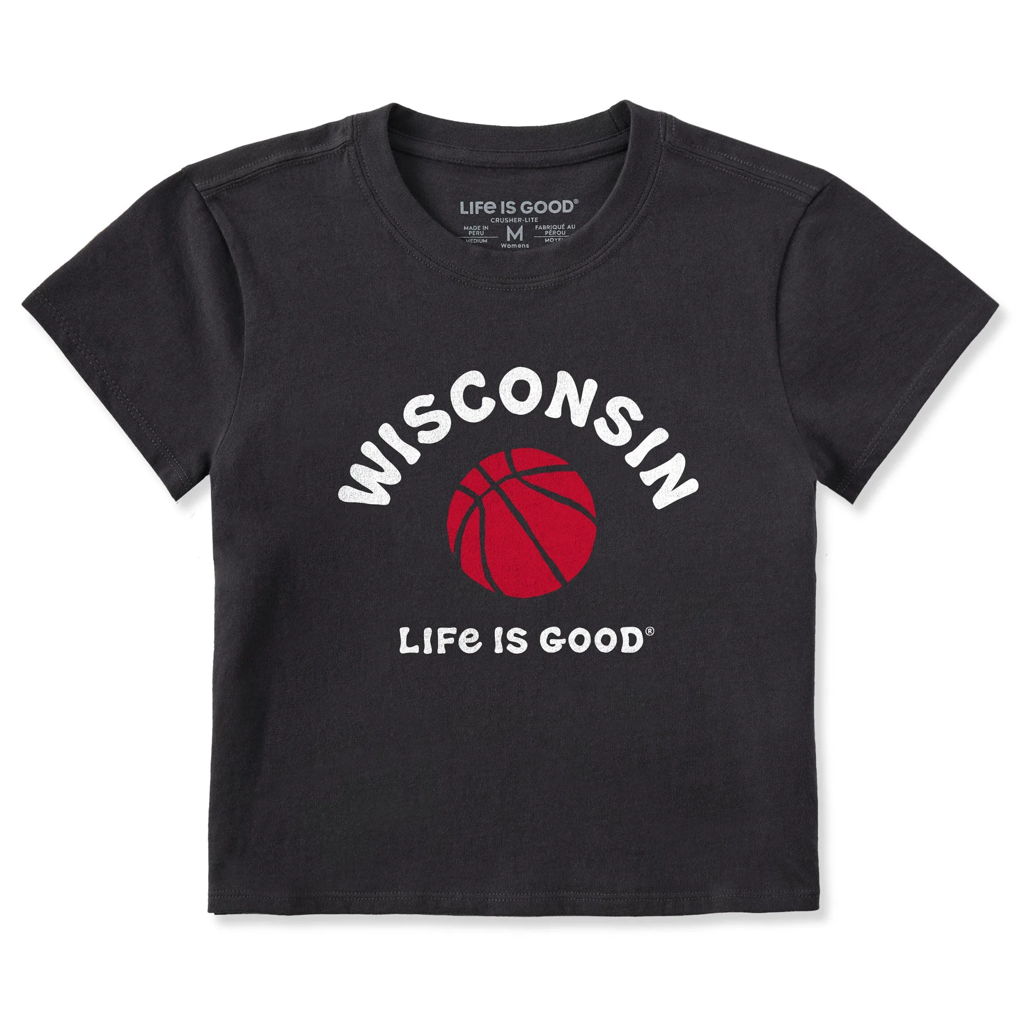Women's Wisconsin Basketball Crusher-LITE Shrunken Tee sold by Life is Good