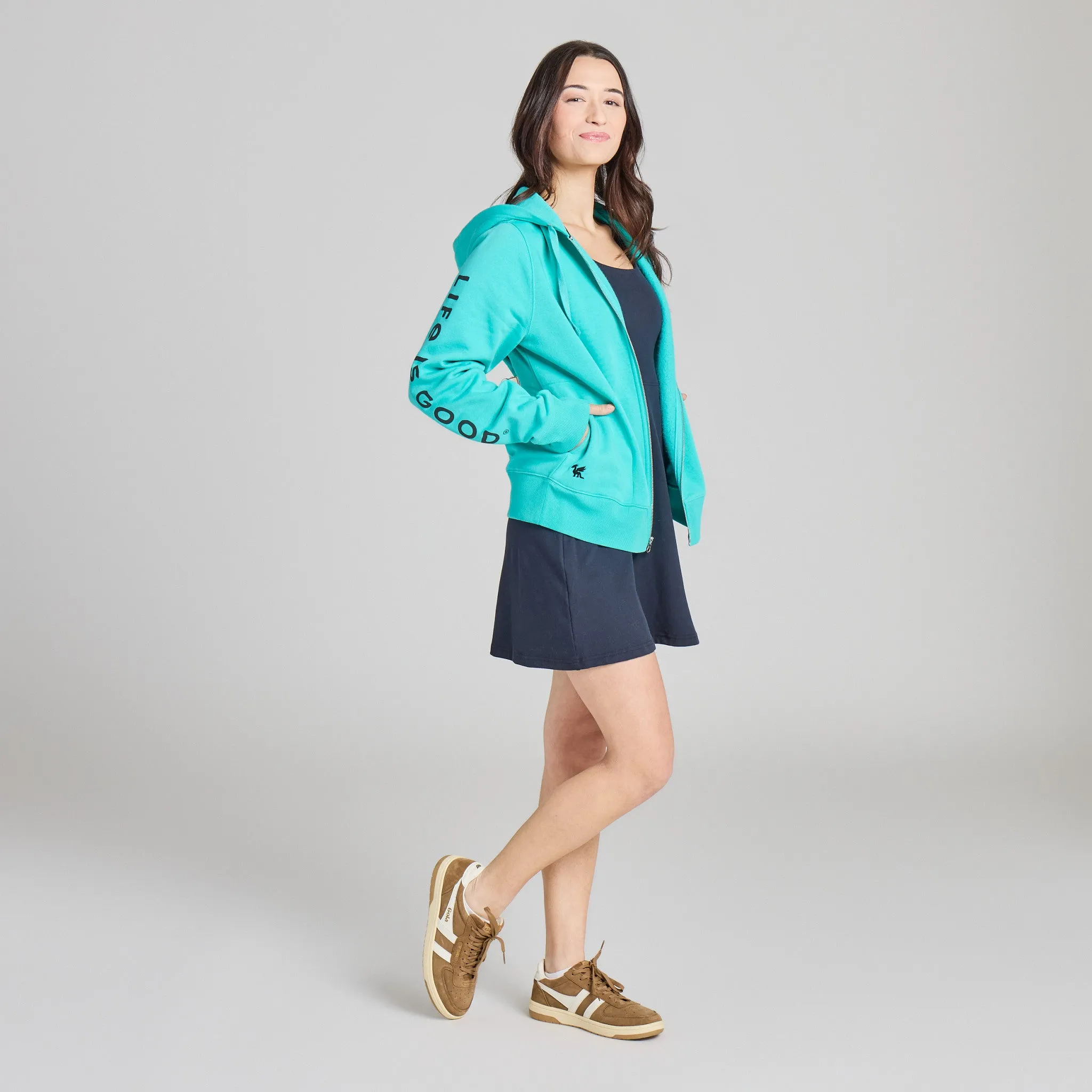 Women's Life is Good Crafty Wordmark Good Vibes Zip Hoodie sold by Life is Good product image thumbnail 5