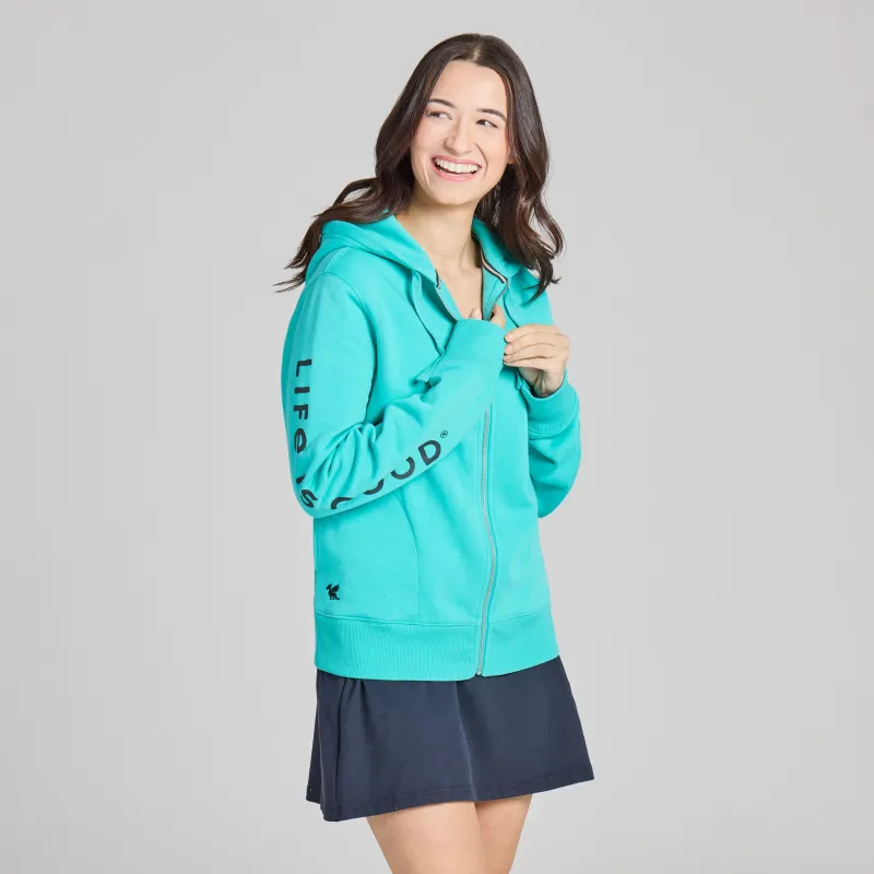 Women's Life is Good Crafty Wordmark Good Vibes Zip Hoodie sold by Life is Good