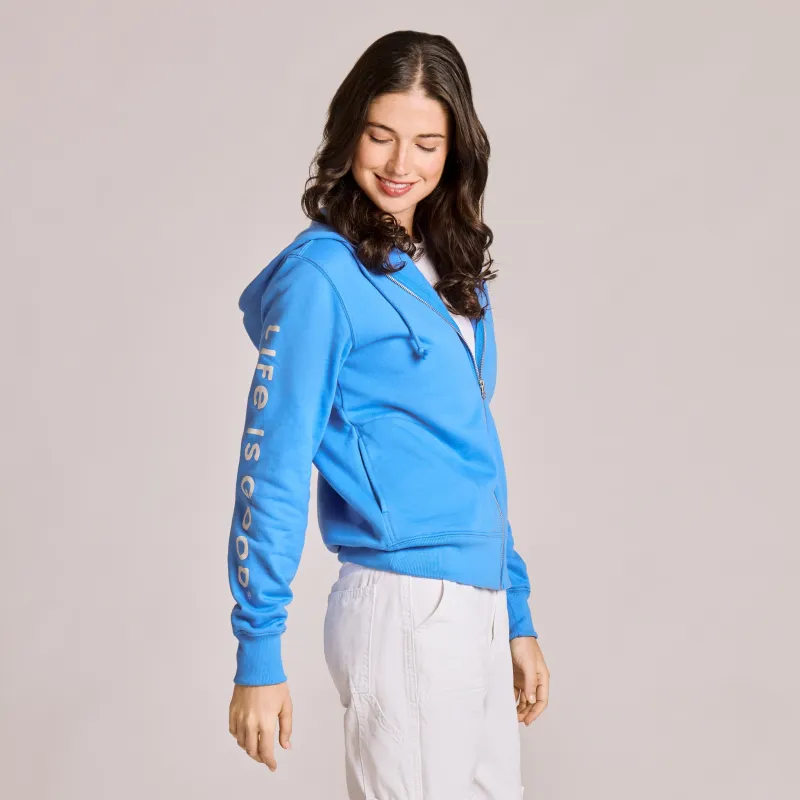 Women's Life is Good Crafty Wordmark Good Vibes Zip Hoodie sold by Life is Good