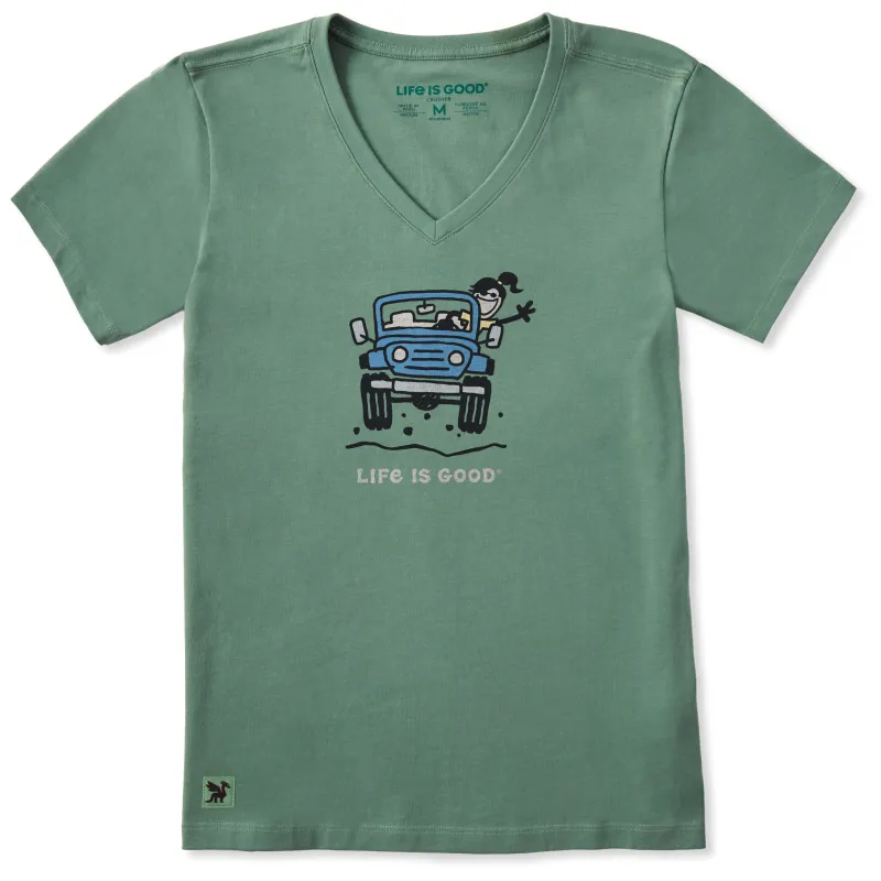 Women's Jackie ATV wave Short Sleeve Crusher-LITE Vee sold by Life is Good