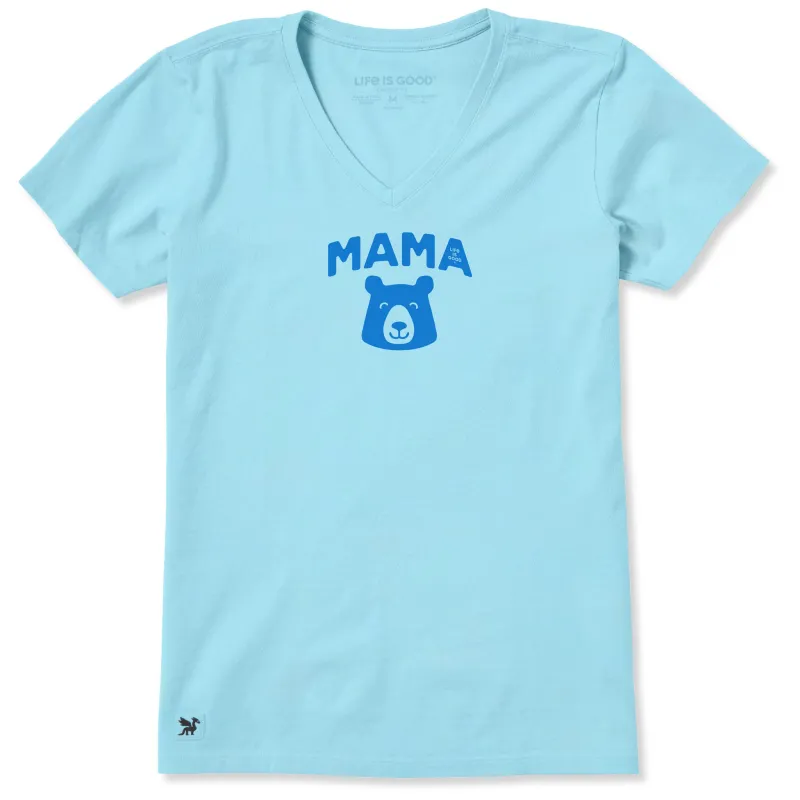 Women's Mama Bear Head Short Sleeve Crusher-LITE Vee made by Life is Good