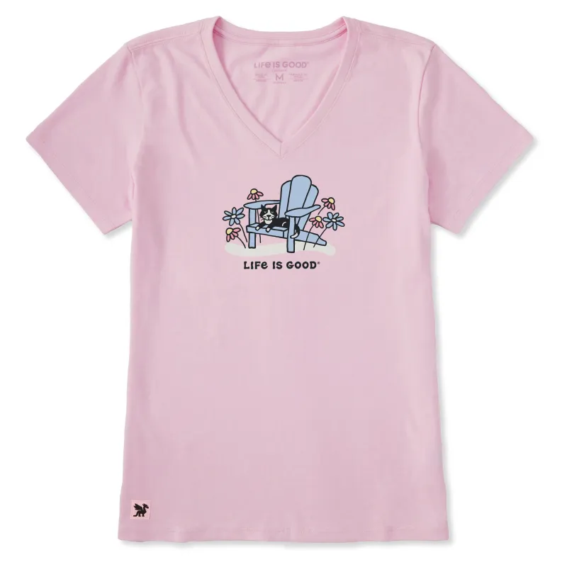 Women's Adirondack Cat Short Sleeve Crusher-LITE Vee sold by Life is Good