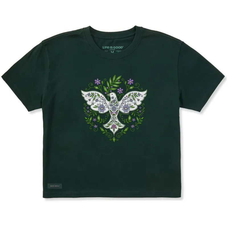 Women's Doodle Peace Dove Short Sleeve Crusher Boxy Tee made by Life is Good