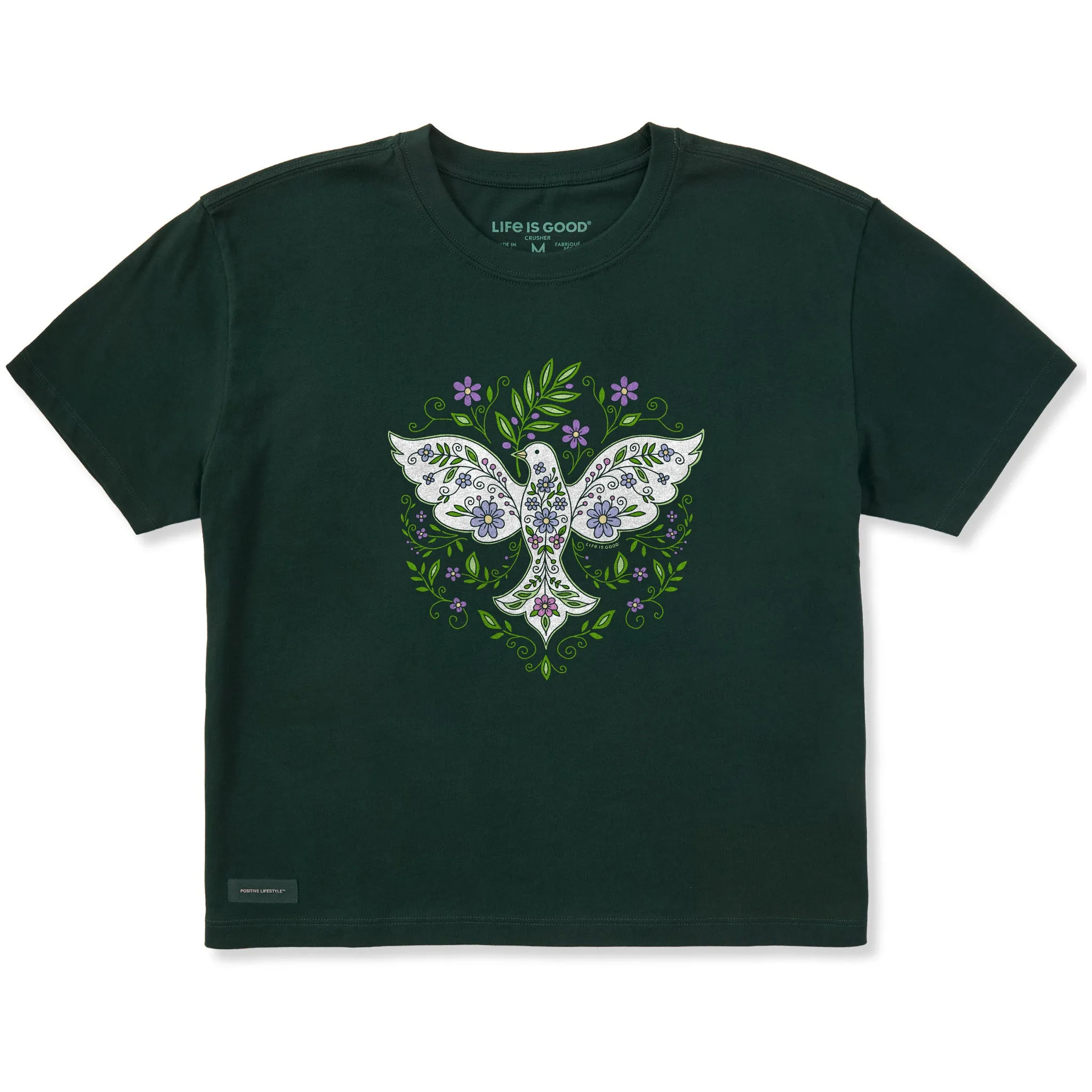 Women's Doodle Peace Dove Short Sleeve Crusher Boxy Tee sold by Life is Good