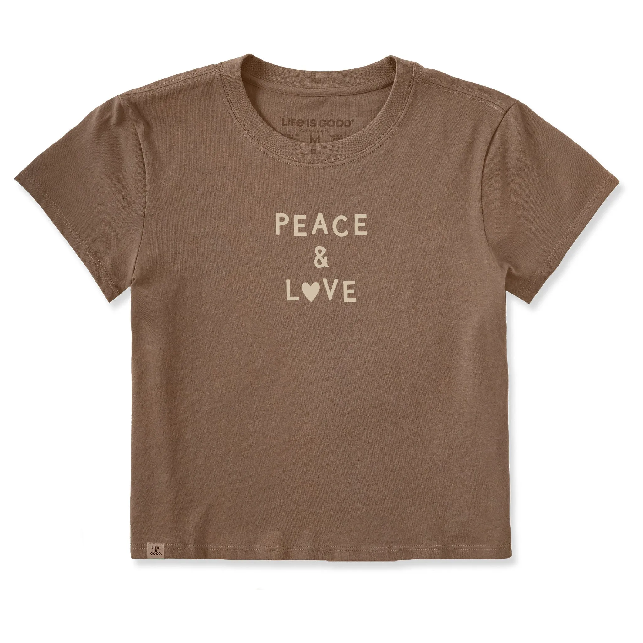 Women's Peace & Love Jumble Crusher-LITE Shrunken Tee sold by Life is Good