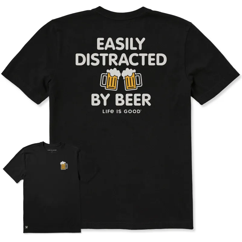 Men's Bert's Distracted by Beer Short Sleeve Crusher Tee made by Life is Good