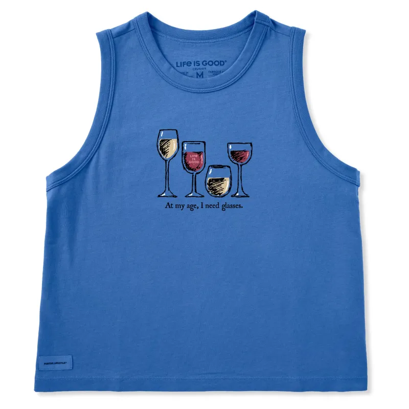 Women's I Need Wine Glasses Crusher Boxy Tank made by Life is Good