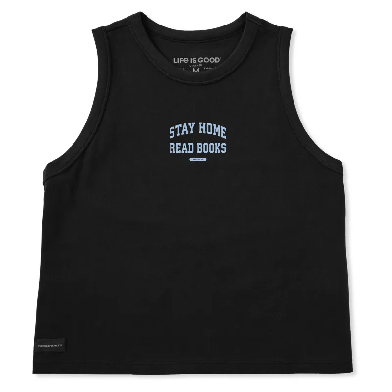 Women's Stay Home Read Books Arch Crusher Boxy Tank made by Life is Good