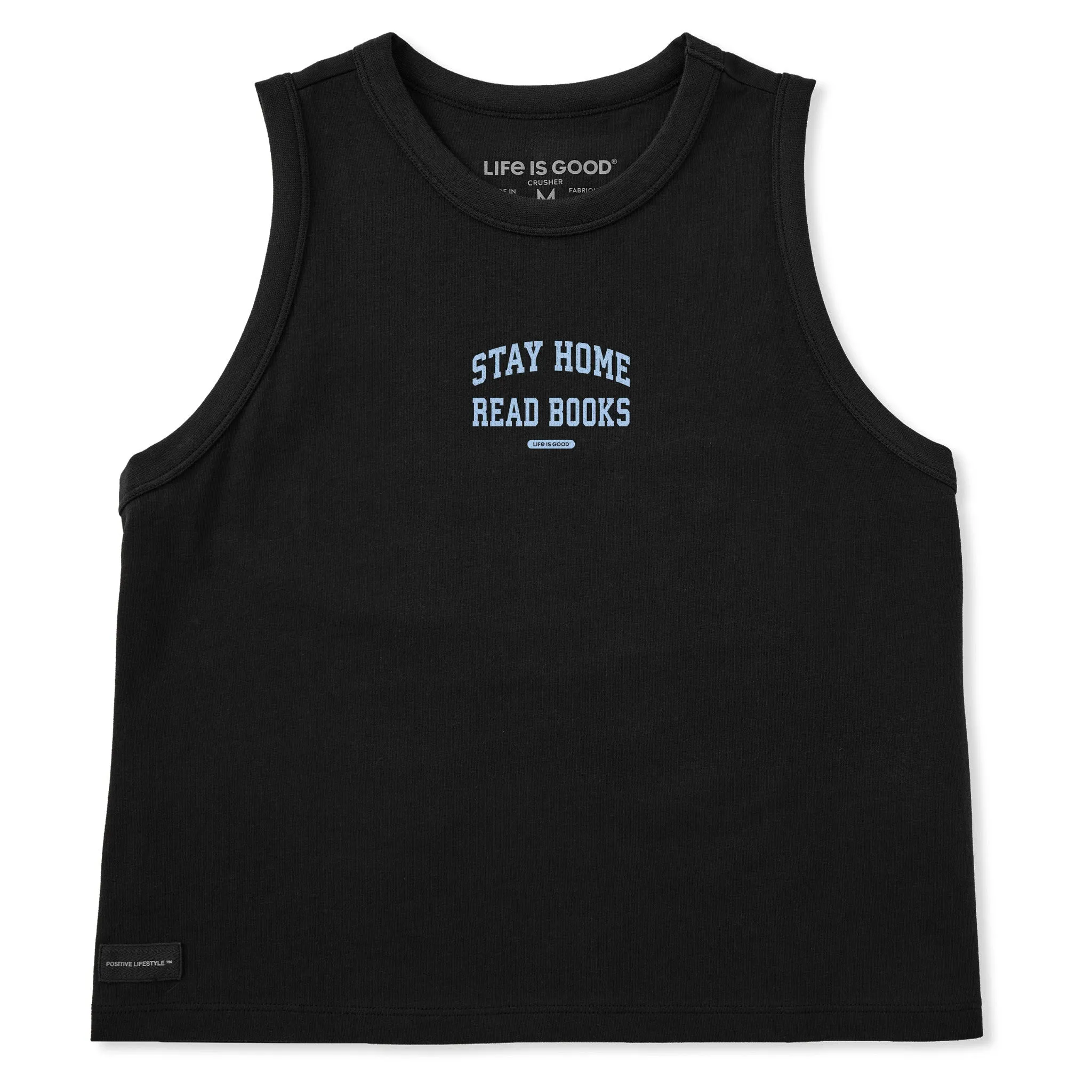 Women's Stay Home Read Books Arch Crusher Boxy Tank sold by Life is Good