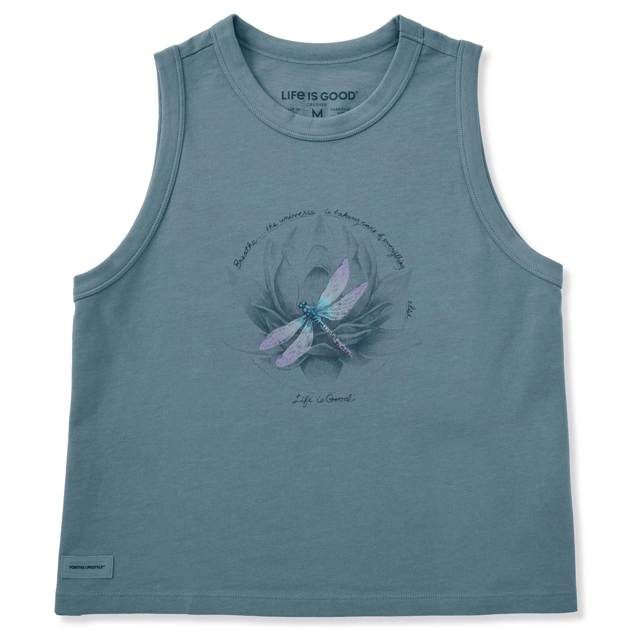Women's Dragonfly Lotus Breathe Crusher Boxy Tank sold by Life is Good
