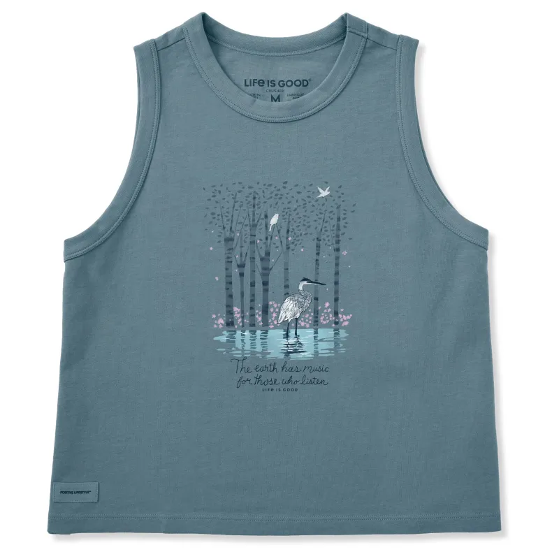 Women's Earth Has Music Heron Crusher Boxy Tank made by Life is Good