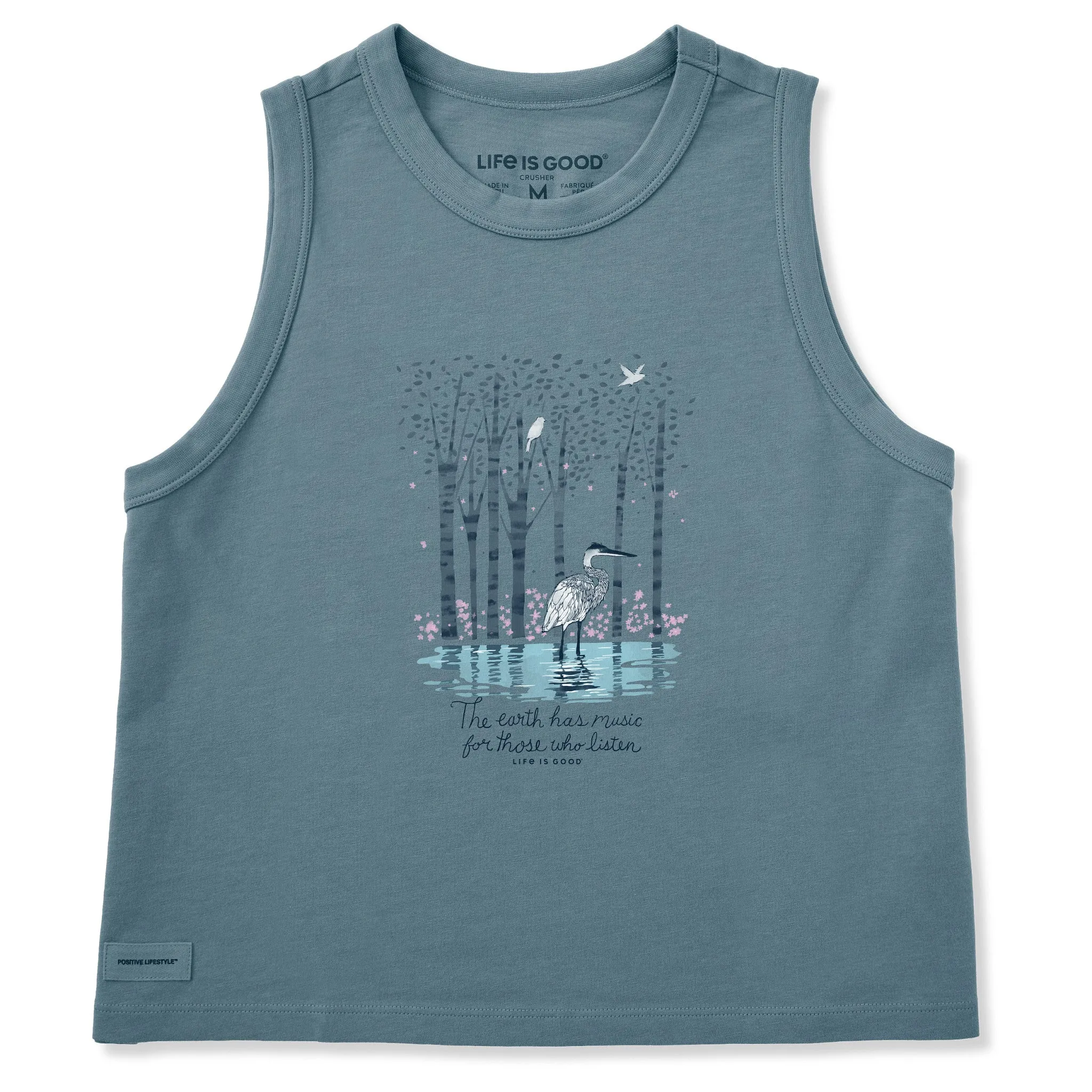 Women's Earth Has Music Heron Crusher Boxy Tank sold by Life is Good