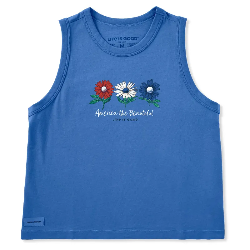 Women's America the Beautiful Daisies Crusher Boxy Tank made by Life is Good