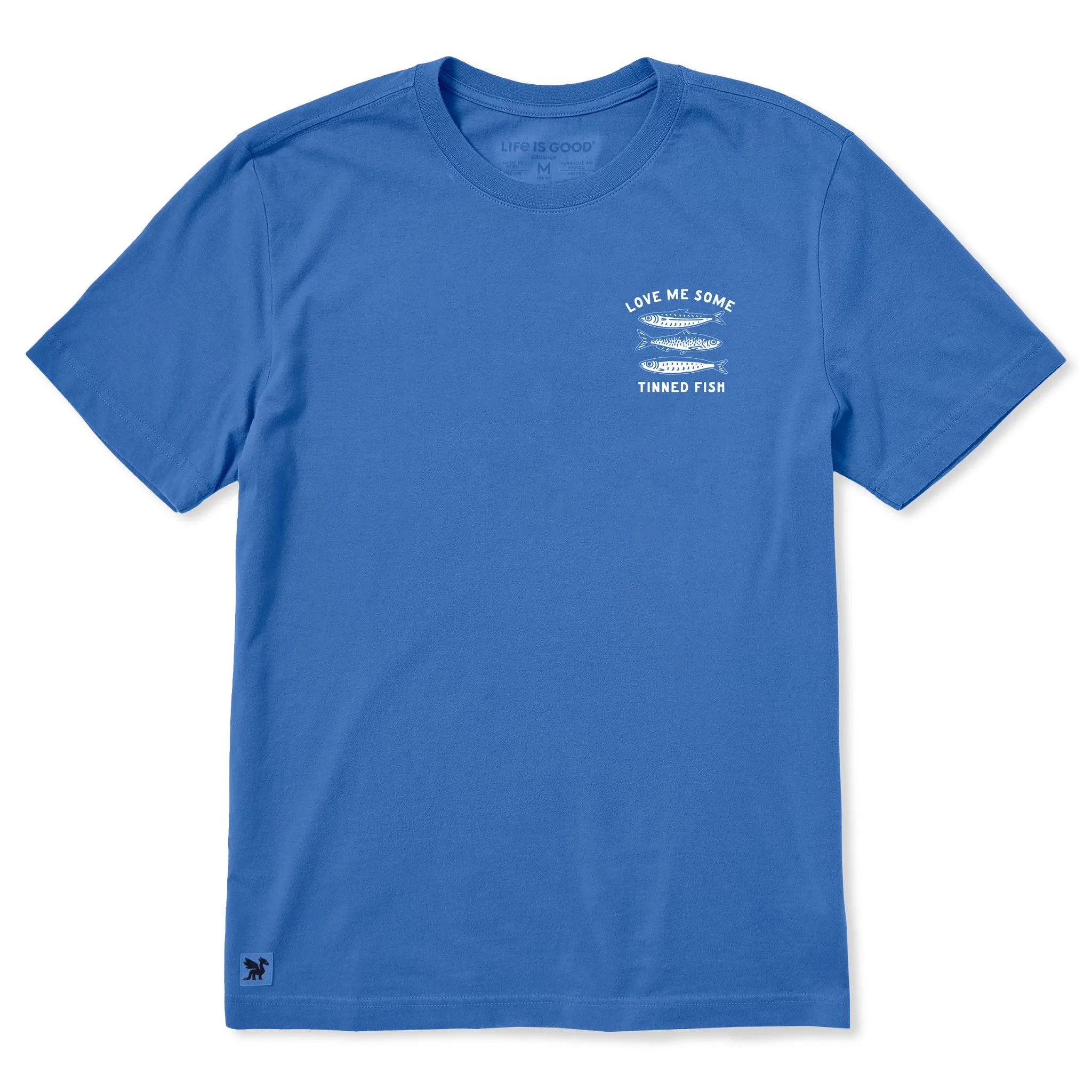 Men's Love Me Some Tinned Fish Short Sleeve Crusher Tee sold by Life is Good