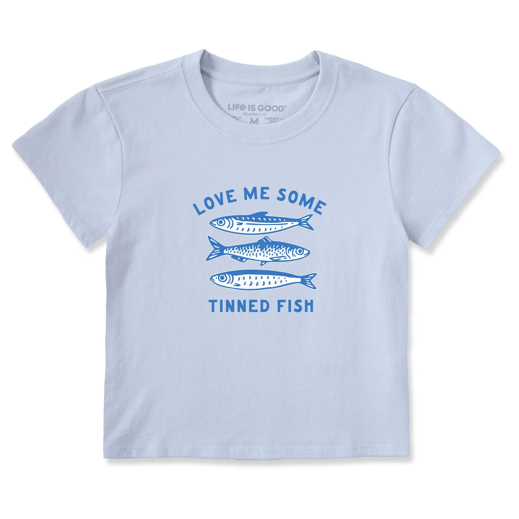 Women's Love Me Some Tinned Fish Crusher-LITE Shrunken Tee sold by Life is Good