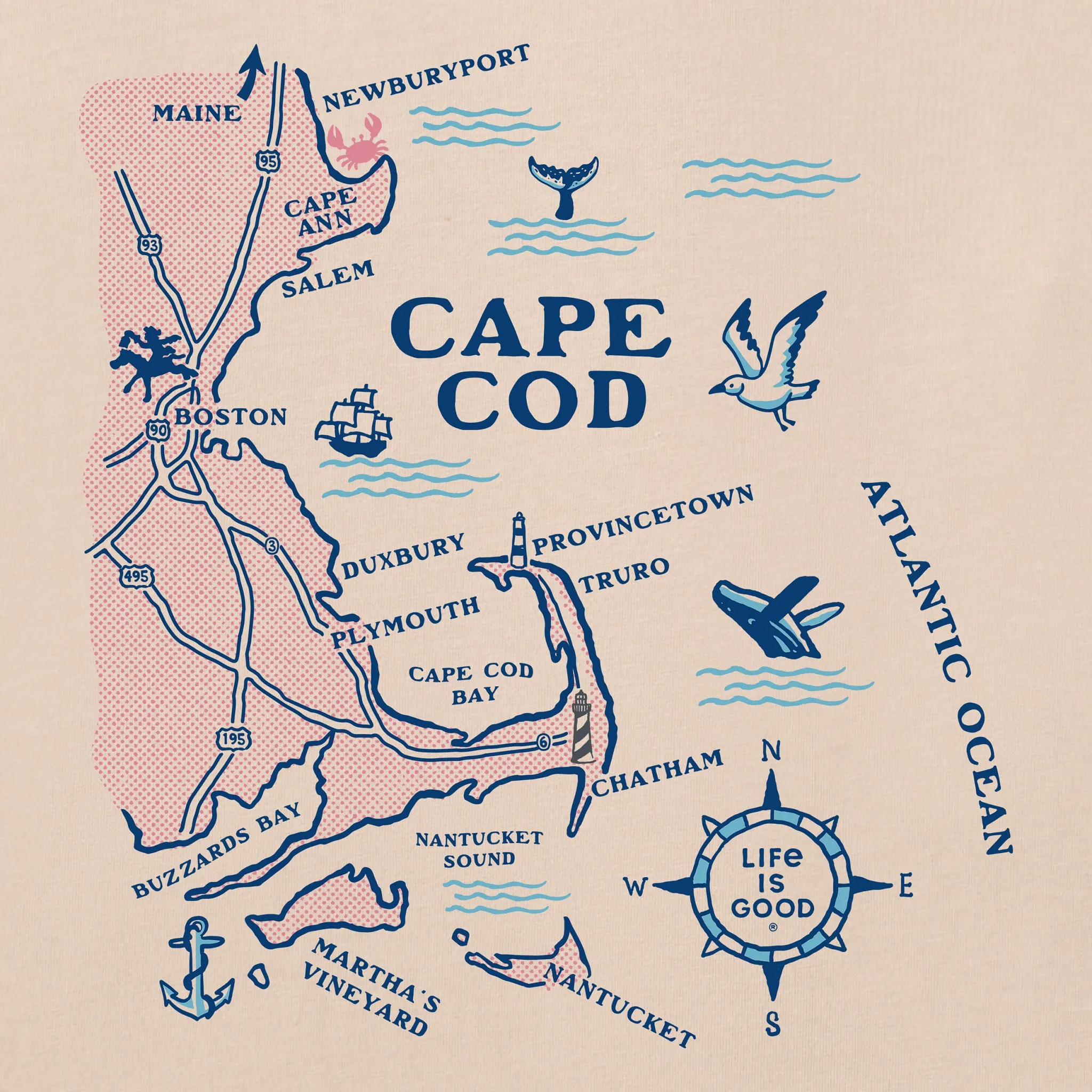 Women's Cape Cod Map Short Sleeve Crusher Tee sold by Life is Good product image thumbnail 2