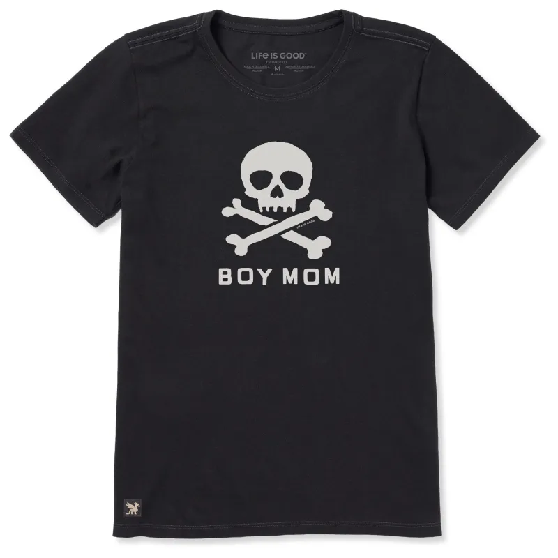 Women's Boy Mom Skull Short Sleeve Crusher Tee made by Life is Good