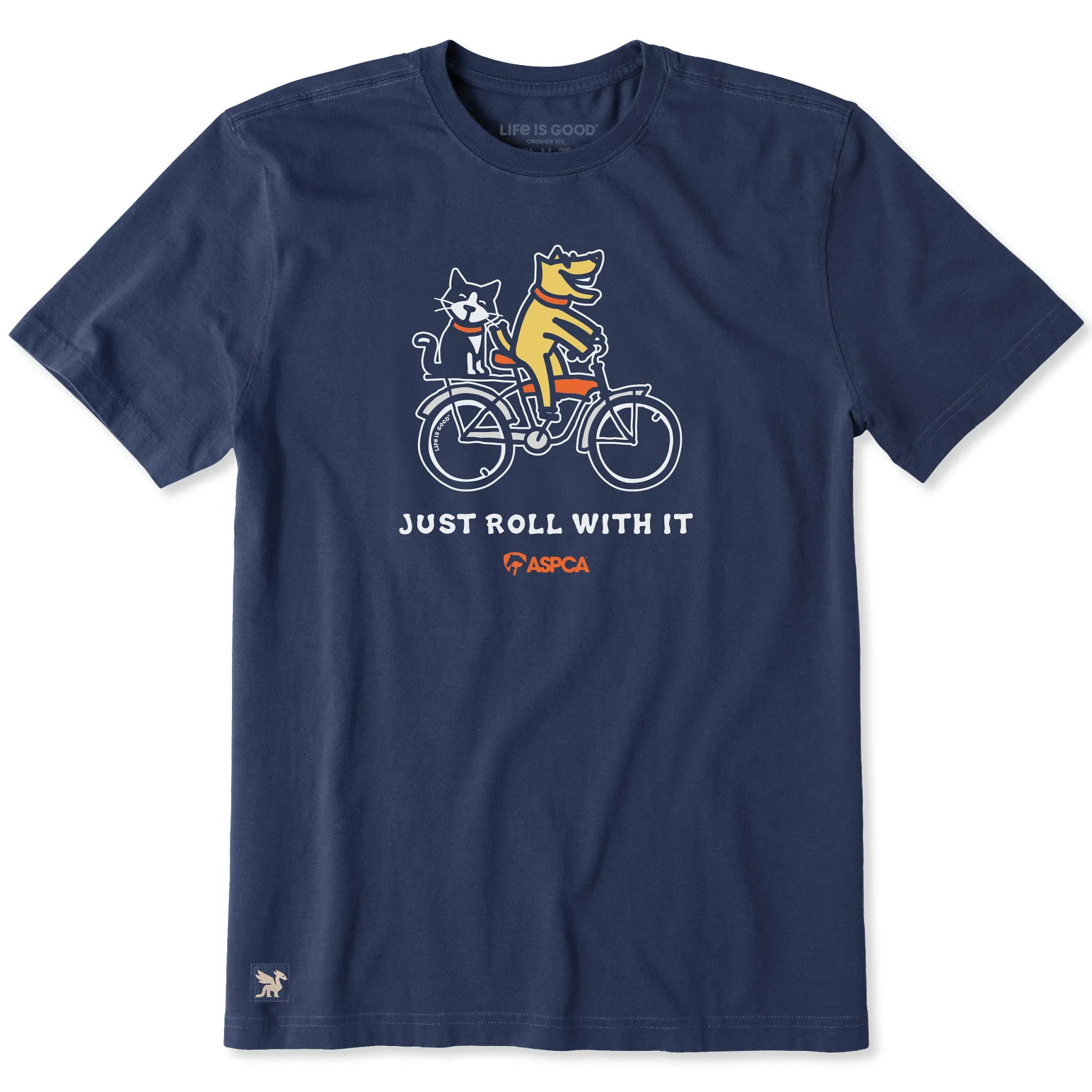 Men's LIG x ASPCA Rocket Al Bike Short Sleeve Crusher Tee sold by Life is Good