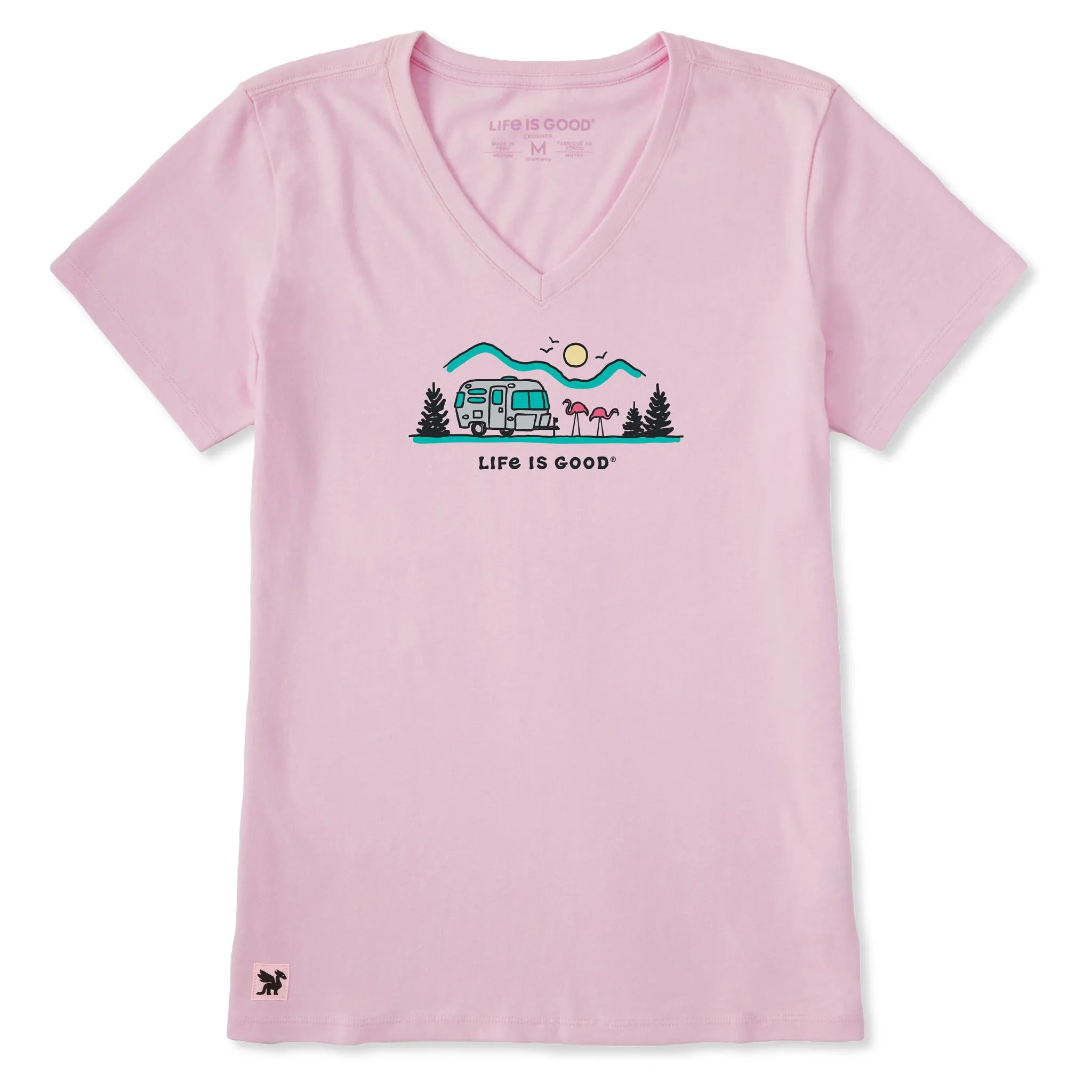 Women's Camper Flamingo Vista Short Sleeve Crusher-LITE Vee sold by Life is Good