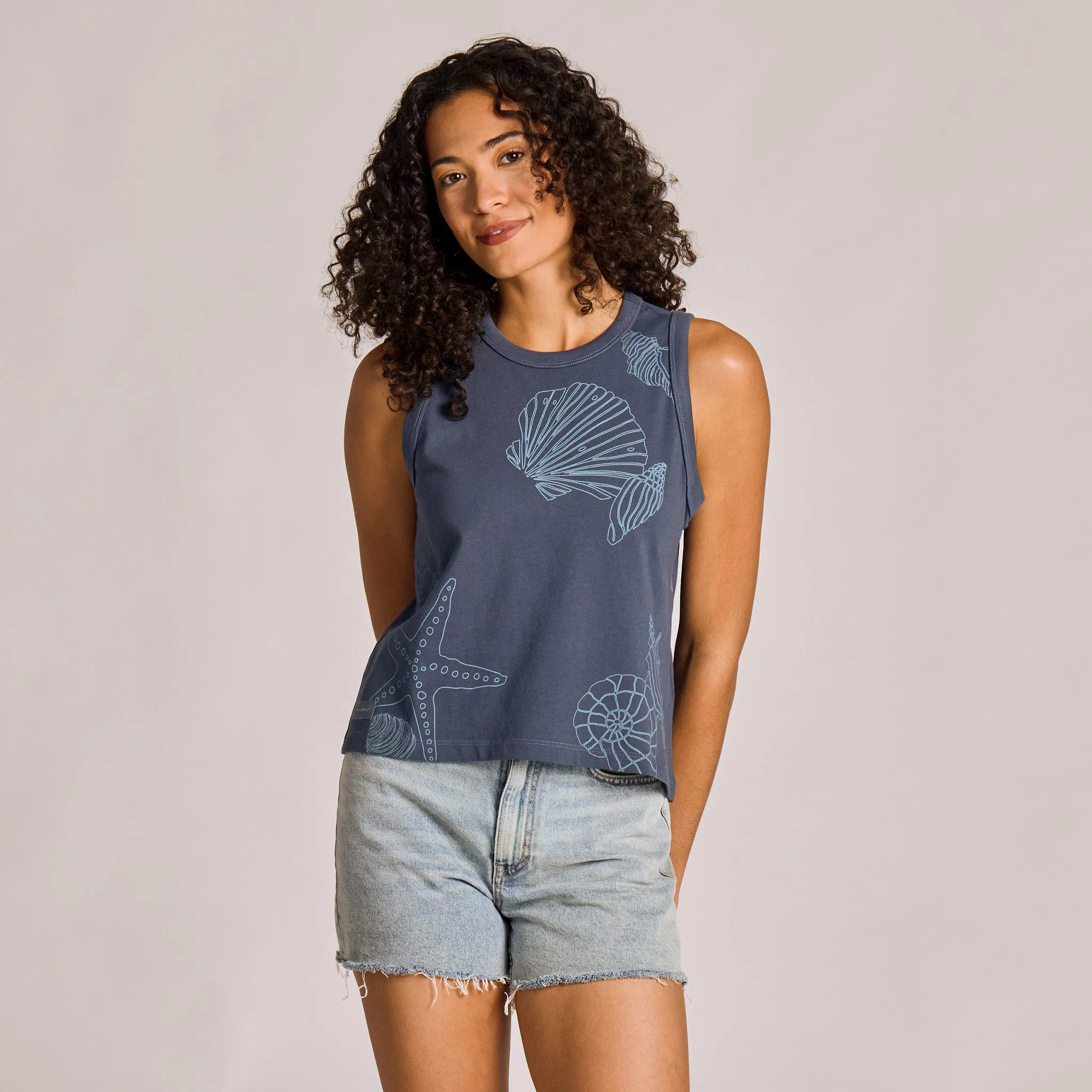 Women's Seashells by the Seashore Crusher Boxy Tank sold by Life is Good